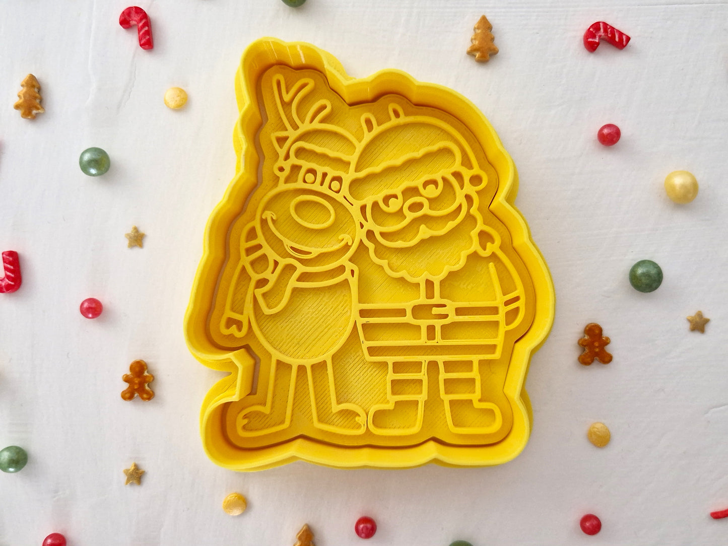 Santa and Rudolph - Christmas Cookie Cutter