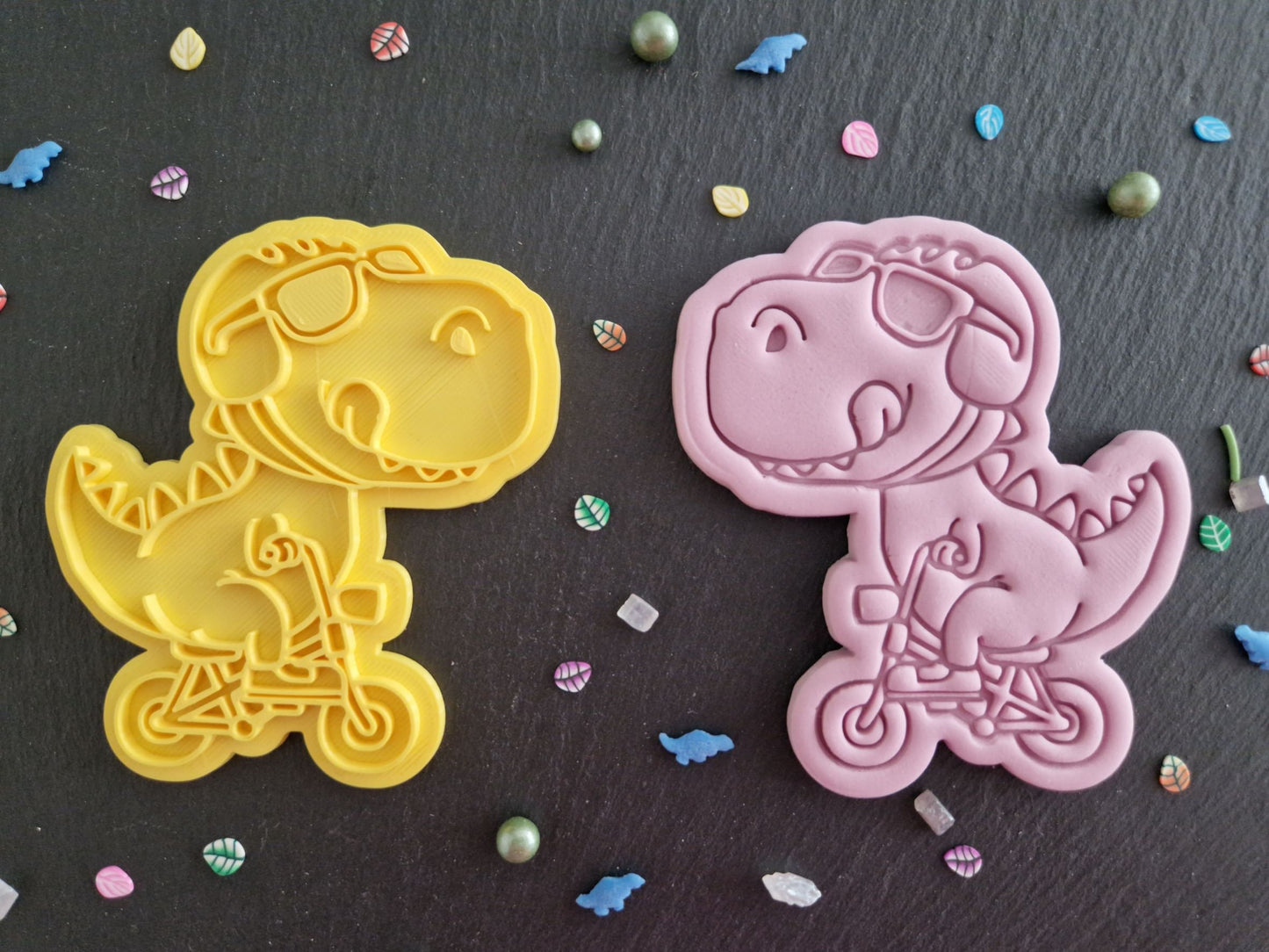 Cute Cycling Dinosaur Cookie Cutter