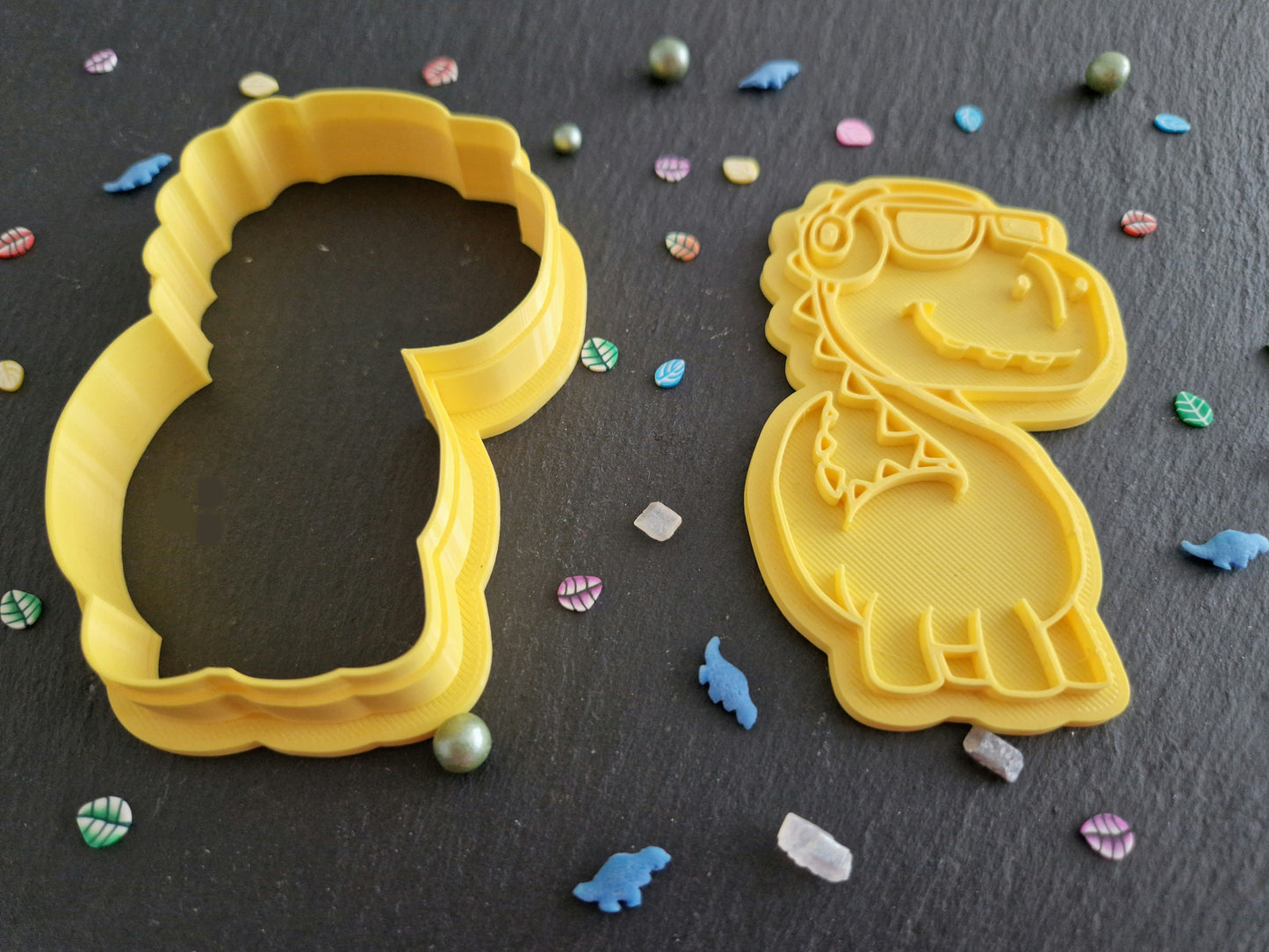 Cute Dinosaur with Headphones Cookie Cutter