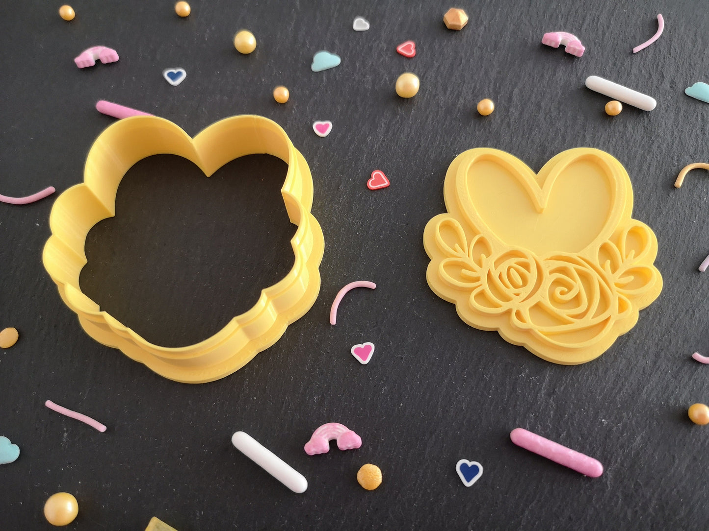 Love Heart with Flowers 2 Cookie Cutter