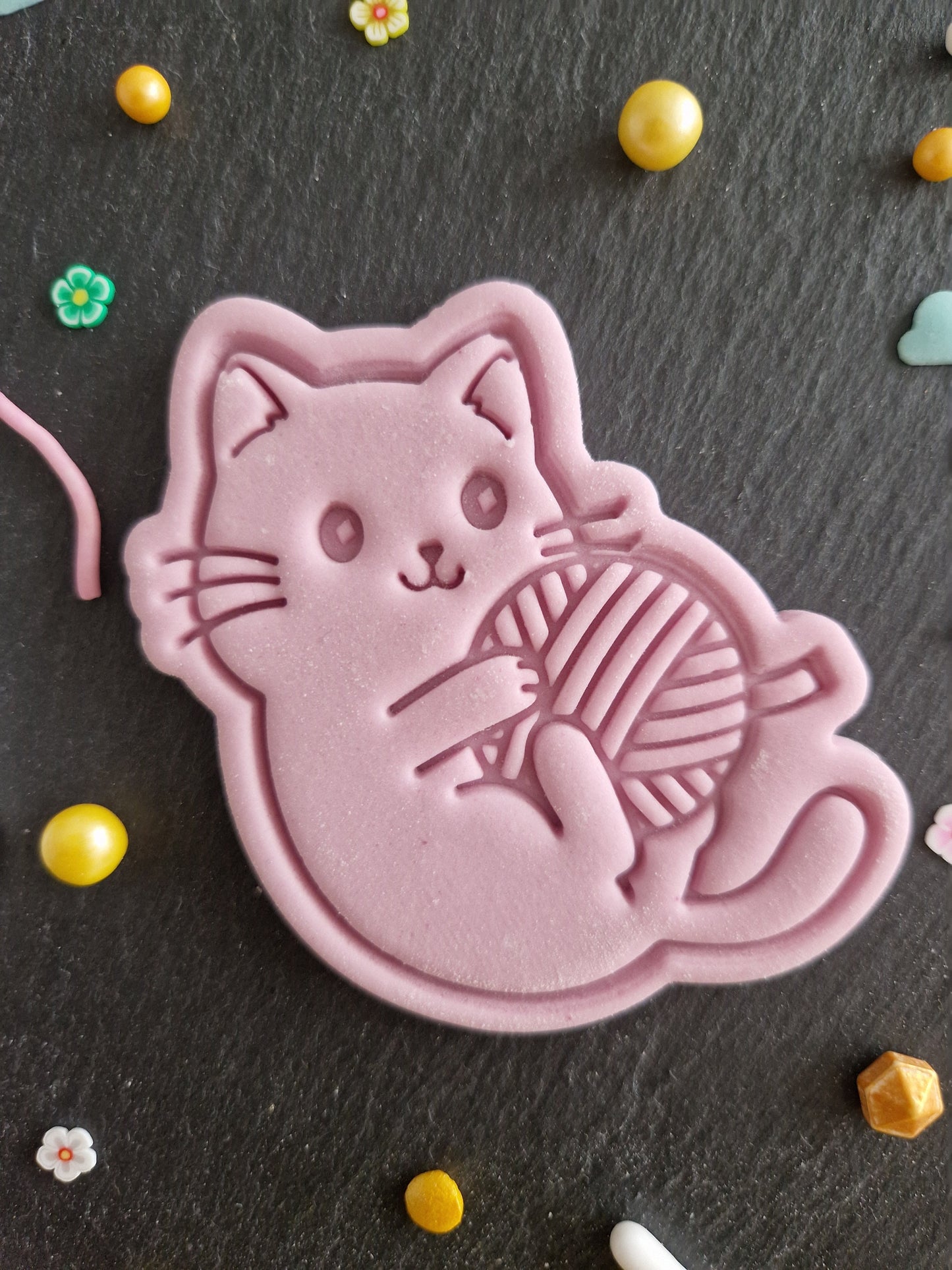 Cat playing with Wool Cookie Cutter