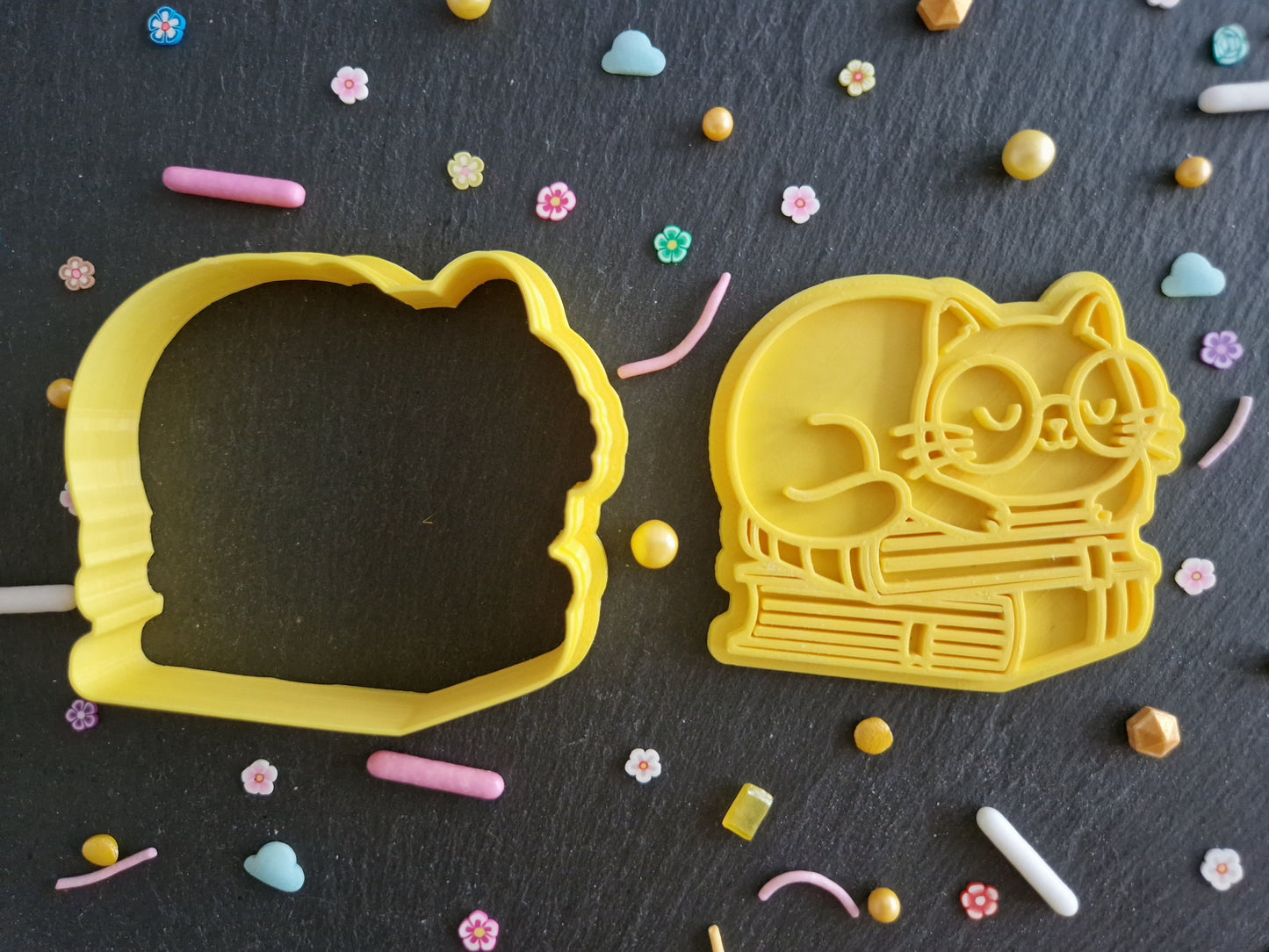 Cute Cat Sleeping on Books Cookie Cutter