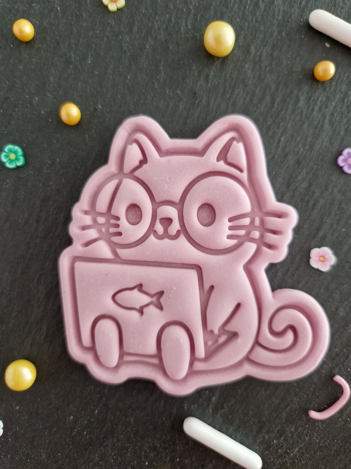 Cute Cat on Computer Cookie Cutter