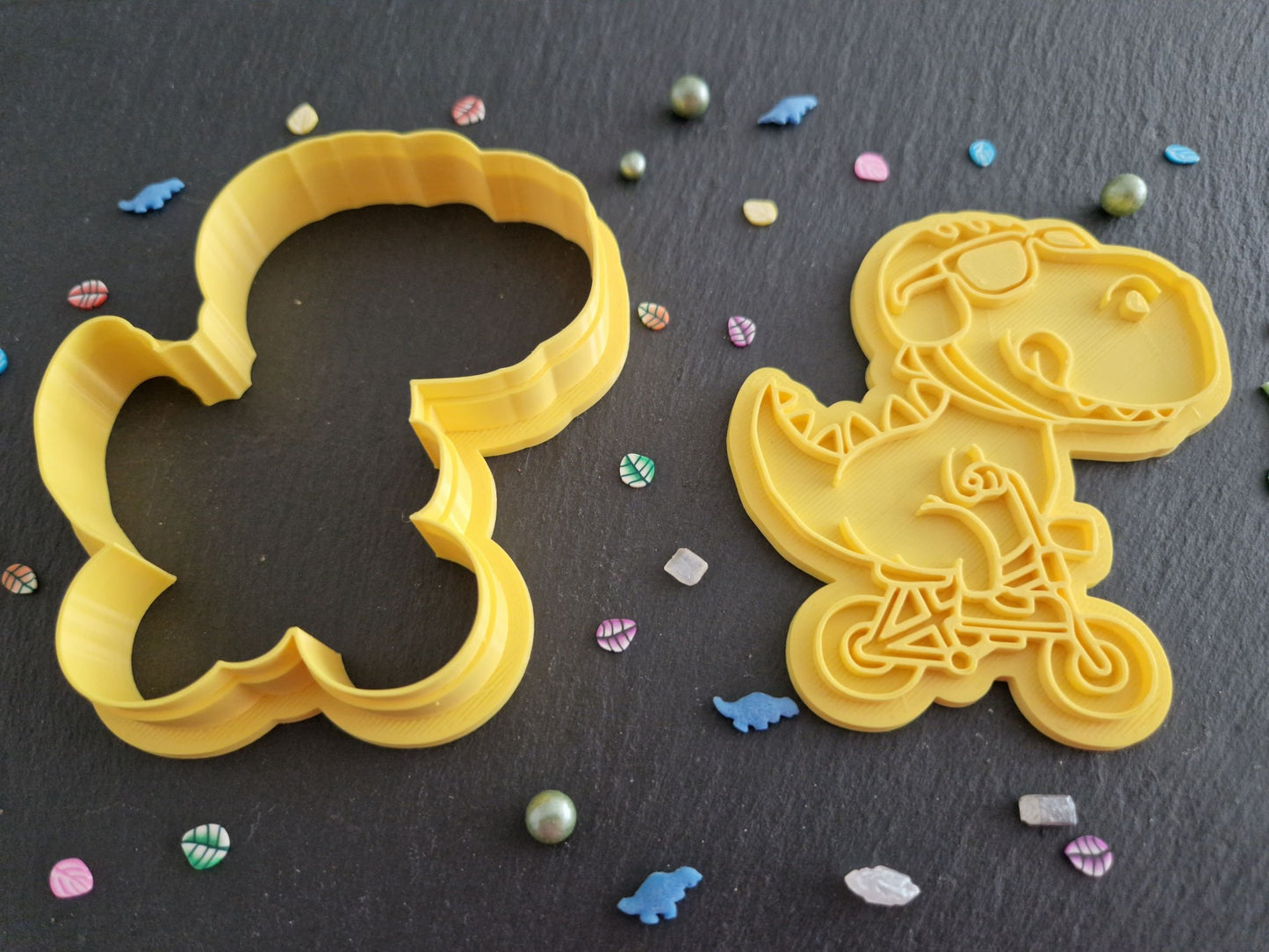 Cute Cycling Dinosaur Cookie Cutter